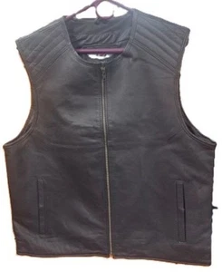 Men's Zippered Club Style Leather Vest - 152zip - Picture 1 of 2