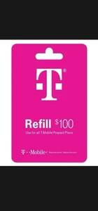 T-Mobile Prepaid Refill Card $100 Airtime Top-Up Recharge - Picture 1 of 1