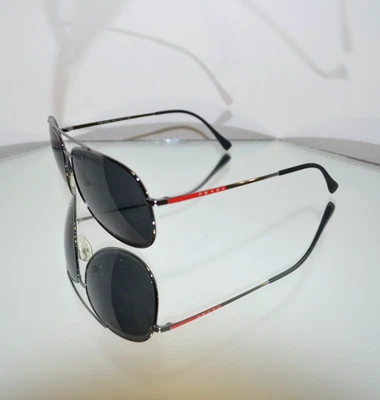 Prada Aviator Sunglasses Red/Silver Black Lenses Authentic SPS55U 5AV-5S0 - Image 1 of 4