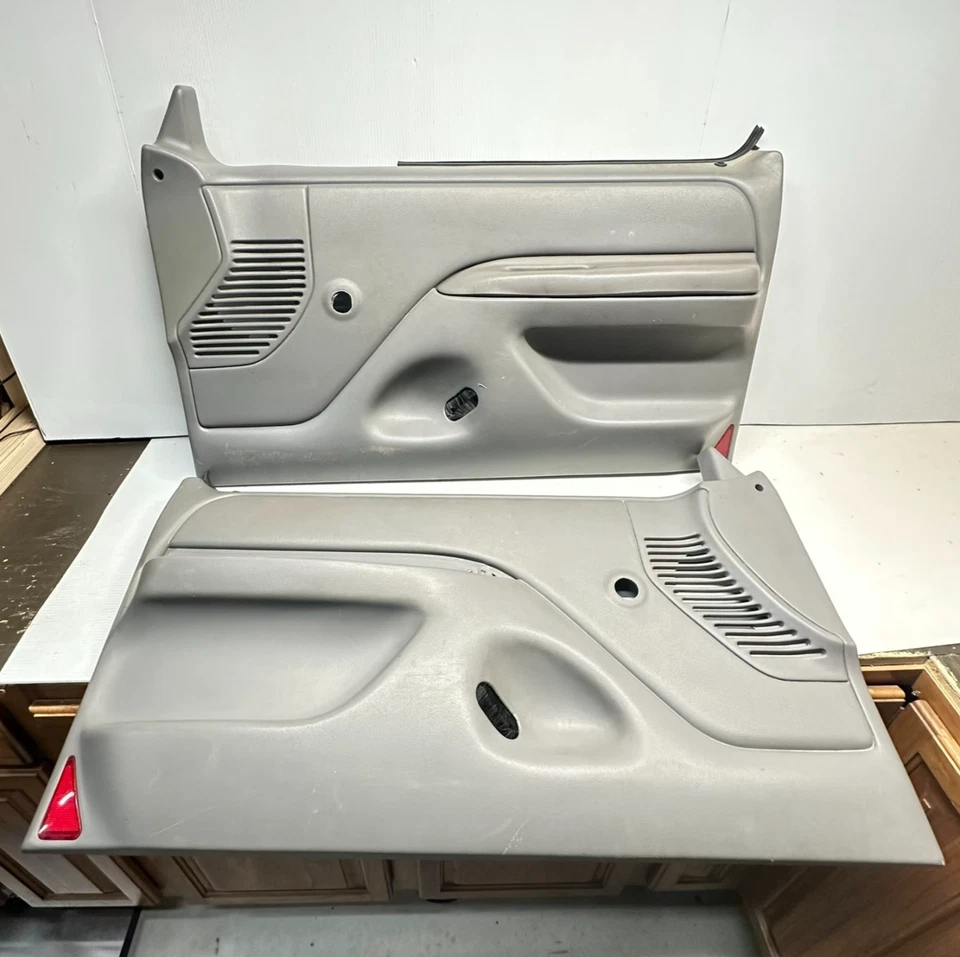 92-96 Ford F150 F250 F350 Bronco Manual Door Panels Gray OEM Foto 1 de 4