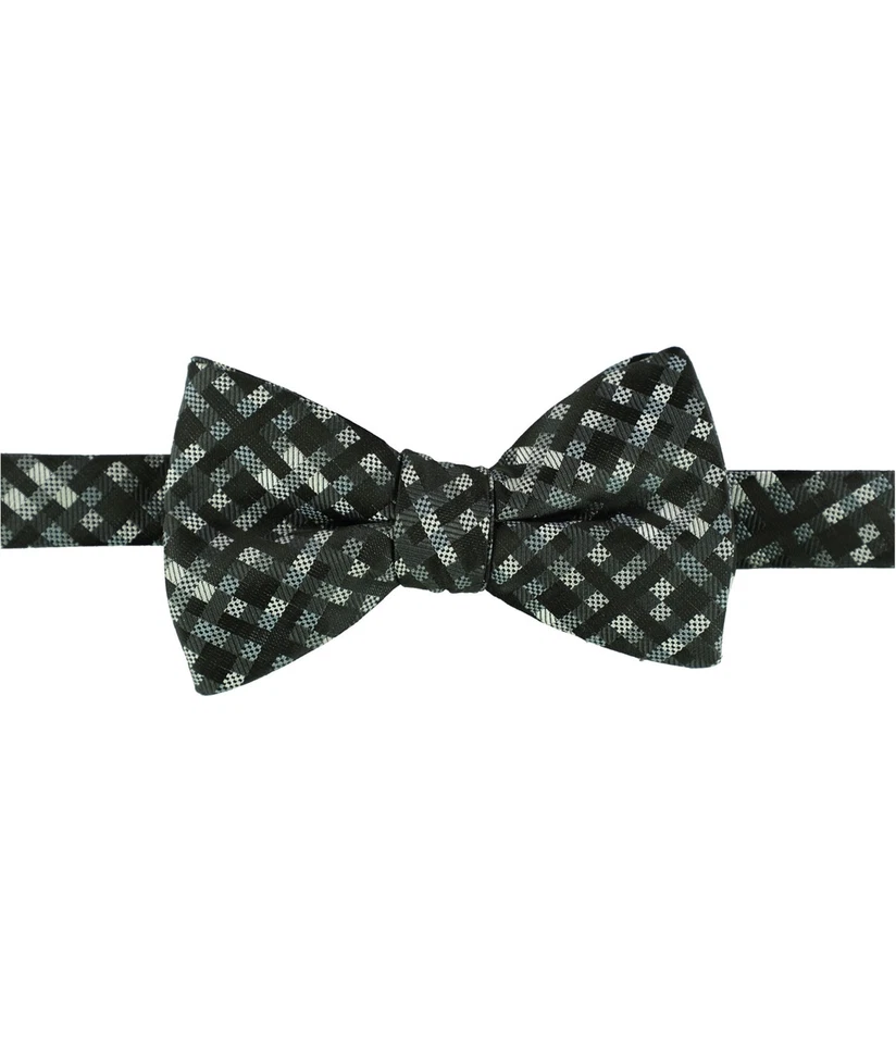 Alfani Mens Plaid Self-tied Bow Tie, Black, One Size — 第 1/1 张图片
