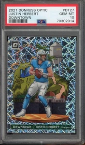 Donruss Optic Justin Herbert 2021 #DT27 Downtown Prizm estuche SSP Hit PSA 10 - Imagen 1 de 2