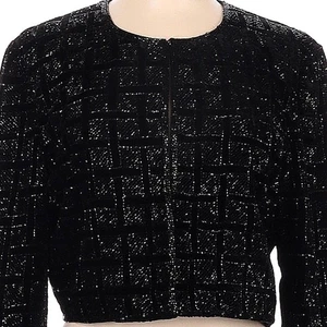 Niteline Della Roufogali Vintage Designer Beaded Bolero Blazer Jacket Black LRG - Picture 1 of 6