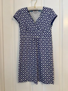 Boden - Women’s Blue & White Midi Dress.  Size 6P.  Sleeveless. Gently Worn - Picture 1 of 7
