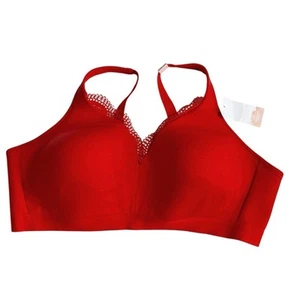 Sujetador Cacique 46C para mujer ligeramente forrado sin alambre sin costuras cobertura completa rojo - Imagen 1 de 8