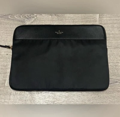 Funda para portátil Kate Spade negra acolchada con cremallera funda para computadora cremallera dorada Foto 1 de 4