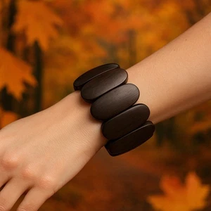 Neu mit Etikett weiche Umrandung Tiger Holz Stretch Armband - Bild 1 von 5