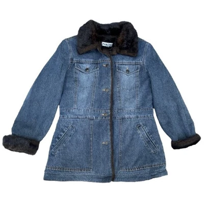 Chaqueta Abrigo de Lujo de Piel Sintética Jean Azul Denim Marvin Richards Foto 1 de 4