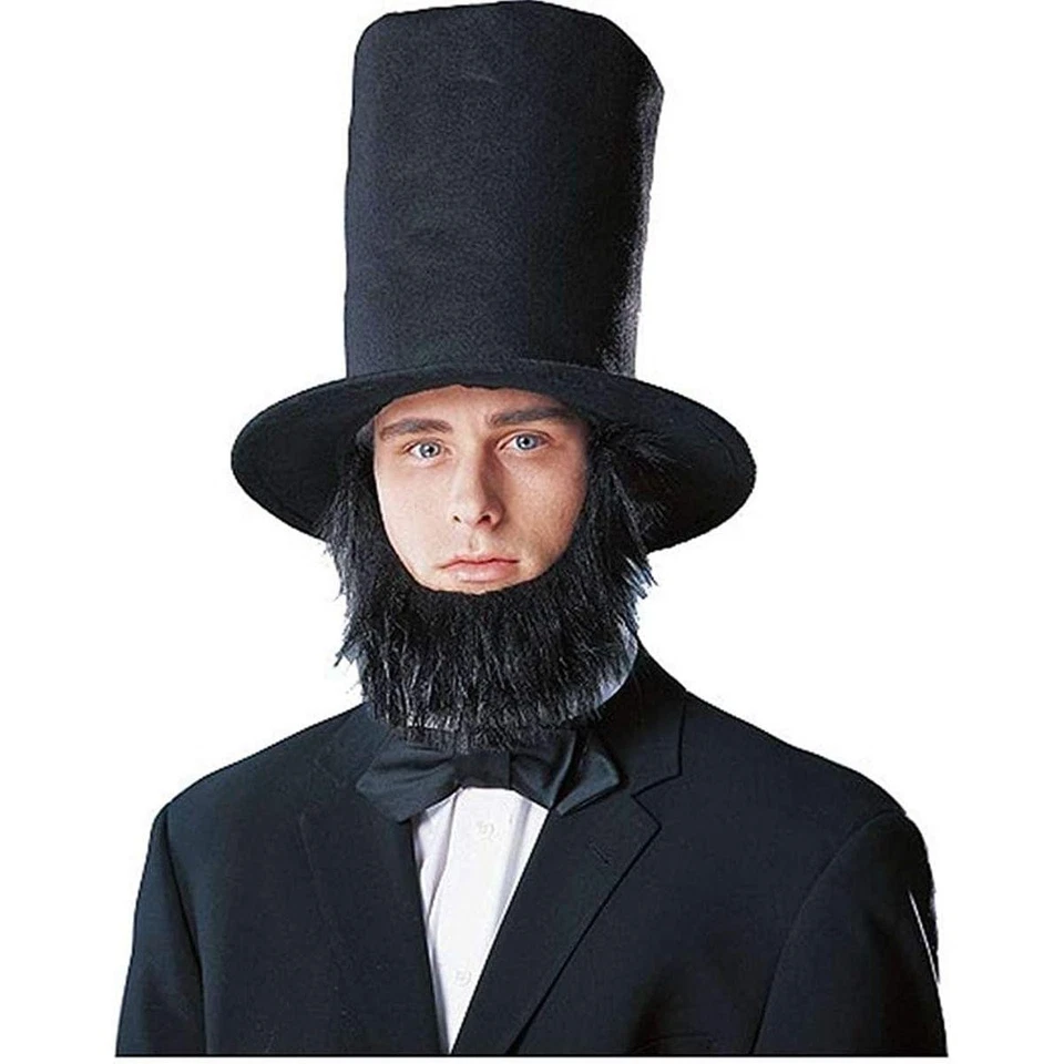 Abraham Lincoln Men's Costume Hat with Beard - Black - Image 1 of 1