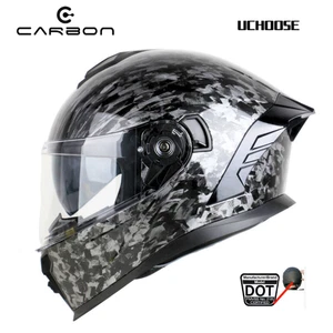 Casco Moto Full Carbon Look Modulare Grafica Fibra di Carbonio Certificato DOT+ - Imagen 1 de 16