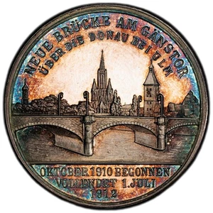 GERMANY Ulm Fisherman's Tournament 1912 silver Medal PCGS SP-65 Rainbow Toning! - Picture 1 of 7