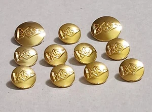 Austin Reed Blazer Brass Buttons Replacements 11pcs 2 Sizes Gold Tone Extras - Picture 1 of 4