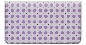 Purple Polka Dots Designer Checkbook Cover, Credit Card Slots & Pen Loop - Picture 1 of 5