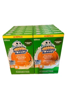 120ct Scrubbing Bubbles FRESH BRUSH Flushable Pads Toilet Cleaning Refill Heads - Picture 1 of 4