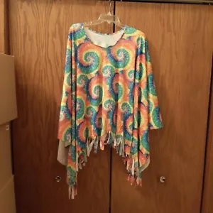 Hippie Poncho Costume Fancy Dress Multicolor One Size - Picture 1 of 4