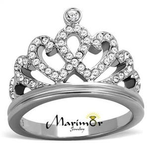 Queen Royalty Princess Crown Silver Stainless Steel Fashion Ring Women's Sz 5-10 - Imagen 1 de 6