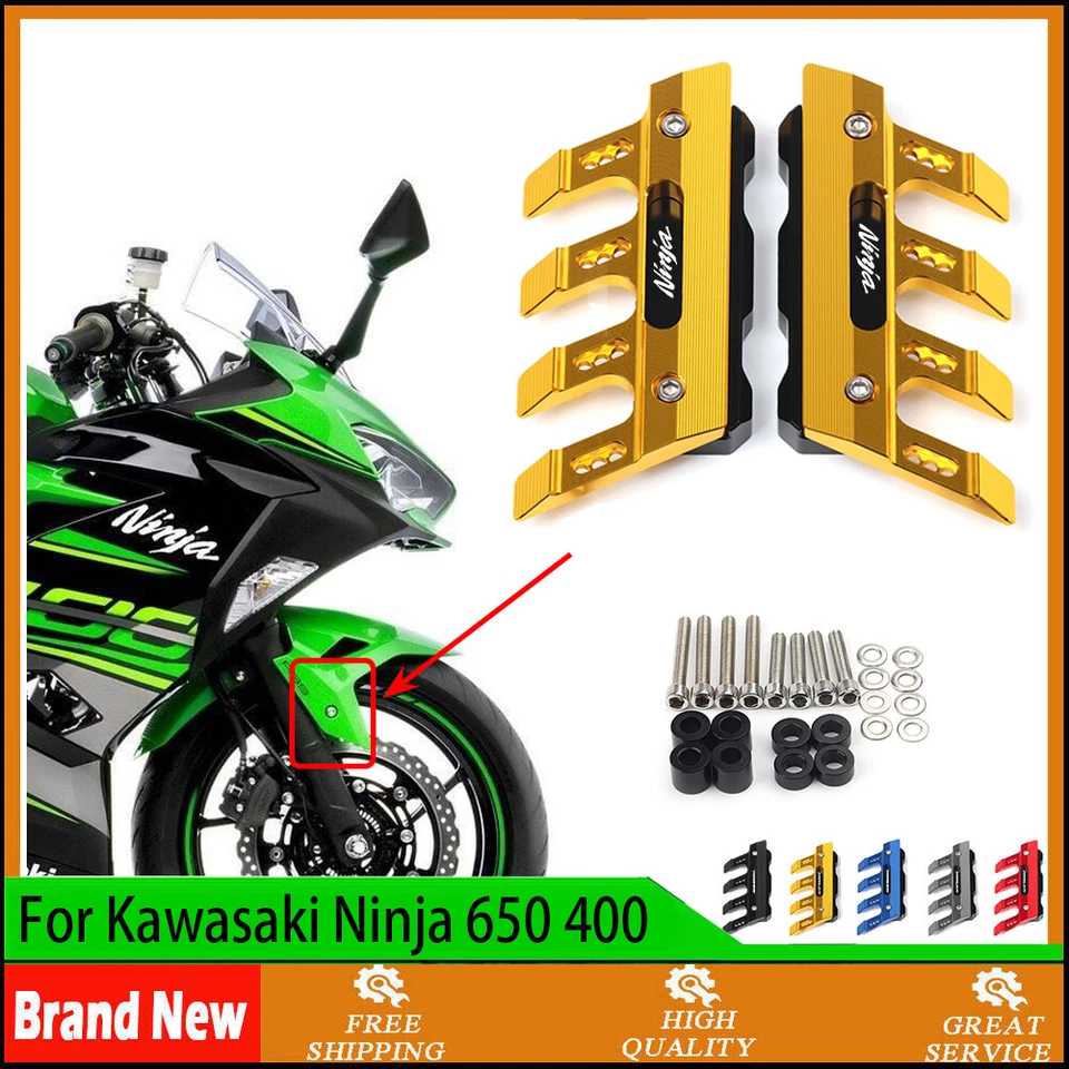 For Kawasaki Ninja 650 400 CNC Front Fork Protector Guard Block Front Fender New Foto 1 de 4