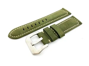 Correa de cuero genuino verde para relojes PANERAI OFFICINE 20 22 24 26 mm pasadores - Imagen 1 de 6