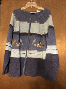 Women’s Size 2X Blue Cardigan Button Front Sweater Erika II & Co - Picture 1 of 5