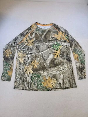 Realtree T-Shirt Mens XL Camo Green Long Sleeve Performance Hunting Hunter Deer - Image 1 of 4