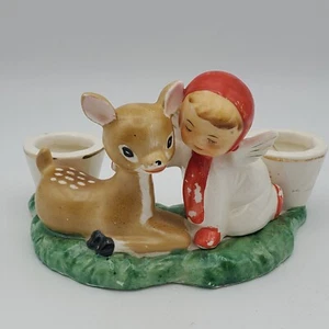 Estatuilla vintage 1959 de Holt Howard Japón ciervo cervatillo ángel soporte para velas. Reparación. - Imagen 1 de 17