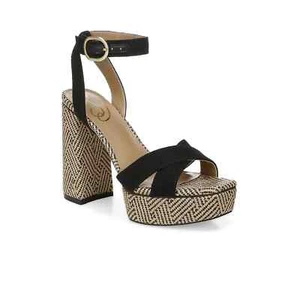 Sam Edelman Z85120 Womens Black Linen Nolita Platform Sandals Size 7.5M - Picture 1 of 7