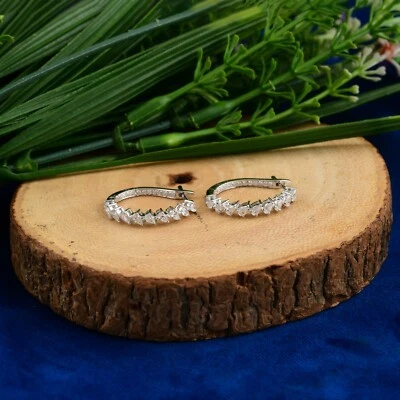 0.79 Ct Lab Grown CVD Pear Diamond Hoop Earrings Jewelry Gift 14k White Gold - Image 1 of 4