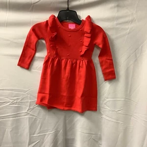Lilly Pulitzer Girls Eunice Dress Ruby Red Crew Neck Fit And Flare Size XS 2-3 - Picture 1 of 7