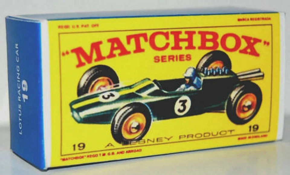 Matchbox Lesney No 19  LOTUS MK 33 RACING CAR style E empty Repro Box ** - Image 1 of 1