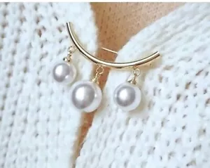 Broches y alfileres con 3 perlas sintéticas de oro o plata para camisas y suéteres - Imagen 1 de 3