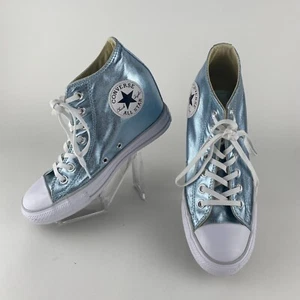 Converse Lux Hidden Wedge High Top Sneaker Womens 8 Metallic Glacier Blue Silver - Picture 1 of 17