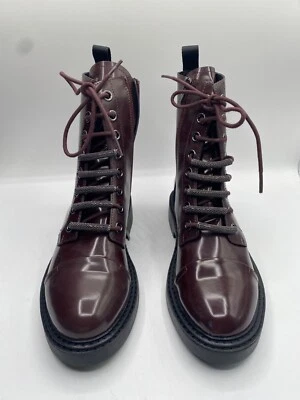 DKNY Women's Brown Malaya Lace Up Leather Zipper Combat Boots Size 8M NWOB - Image 1 of 4