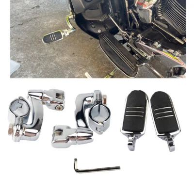 Motorcycle 1.25" 32mm Adjustable Foot Pegs Mount For Harley Electra Glide Chrome — 第 1/4 张图片