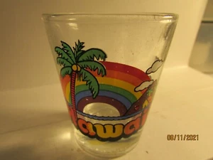 Hawaii - Regenbogen über Strand Szene - Palmen - Standard Schnapsglas - Neu - Bild 1 von 4
