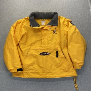 Disney Store Pullover Jacket Coat Mens Medium Yellow Classic Mickey Mouse Hooded - Picture 1 of 17