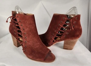 Lucky Brand Hartlee Russet brauner Wildleder-Peep-Zehenpartie Schnürreißverschluss Gr. 7,5 - Bild 1 von 11
