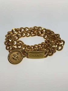 CHANEL Belt Chain Coco Coin Gold W1.5cm L86cm Logo Ladies Accessories W/Box Used - Picture 1 of 6