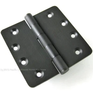 Hickory Solid Brass Heavy-Duty 4" x 4" Door Hinge 1/4” Radius, Oil-Rubbed Bronze - Picture 1 of 1
