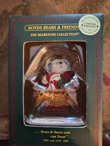 Longaberger BOYDS Bears 2003 PEPPERMINT ELF JOY Letter Ornament Limited Edition - Picture 1 of 3
