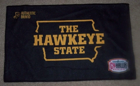 Listing for 2-Iowa Hawkeyes Rally Towel 2022- "The Hawkeye State" Cy-Hawk Series Cover