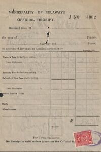 1927 Southern Rhodesia S.G.1d. Bright Rose.Fine Used Revenue Receipt.