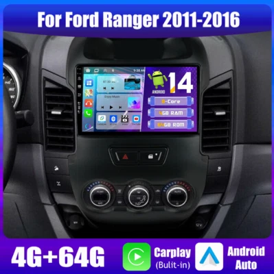 9'' Für Ford Ranger 2011-16 Autoradio Car Play Andorid 14 Navi GPS DAB+ 4GB+64GB - Bild 1 von 4