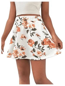 Girl's Floral Print Ruffle Hem Shorts Elastic High Waist Flowy Casual Mini Sk... - Picture 1 of 7
