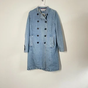 Vintage Y2K Tommy Hilfiger Trench Denim Jacket Coat Midi Blue Rodeo Boho Street - Picture 1 of 11