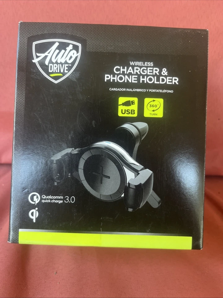 Auto Drive Wireless Charger & Vent Mount Smart Phone Holder 2-in-1 Fast Charging - Image 1 of 1
