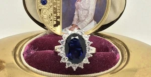 ROYALTY SAPPHIRE RING, PRINCESS DIANA STYLE INSPIRED, DREAMY PIECE, MEMORABILIA - Picture 1 of 4