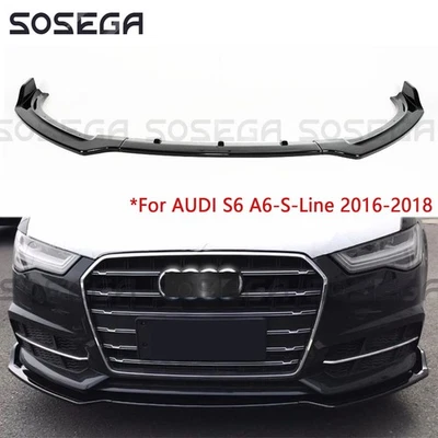 Alerón divisor de labios para parachoques delantero negro brillante para AUDI S6 A6 S-Line 2016-2018 Foto 1 de 4