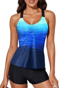 Aleumdr Womens 2025 Fashion Fit Swim Top Modest Tank Top Blouson Printed Tank... - Picture 1 of 7