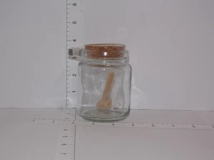 Klarglas Vorratsdose mit Korkdeckel & Holzschaufel Gewürz Kräuter Behälter NEU - Bild 1 von 3