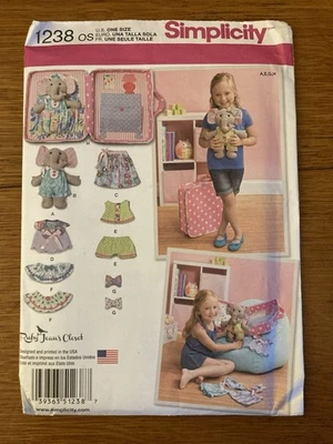 UC Simplicity Sewing Pattern 1238 Stuffed Elephant Clothes & Carrying Case Toys - Image 1 of 3